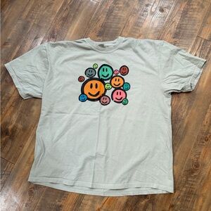 Comfort Colors Smiley Face T-Shirt - Sage Green
